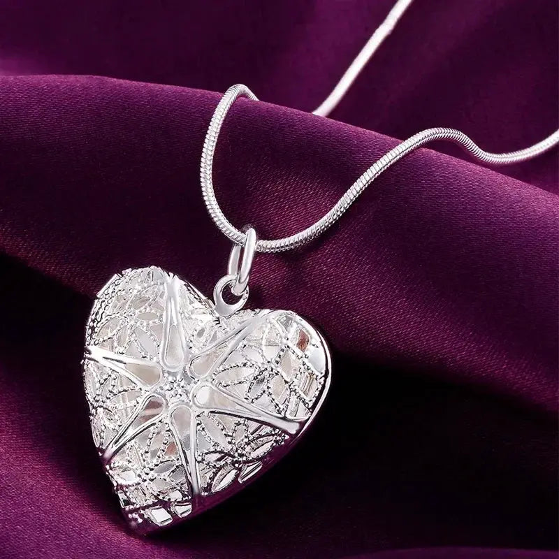 925 Sterling Silver Photo Frame Pendant Necklace With Snake Chain For Women 18 To 24 Inch Adjustable Length Jewelry
