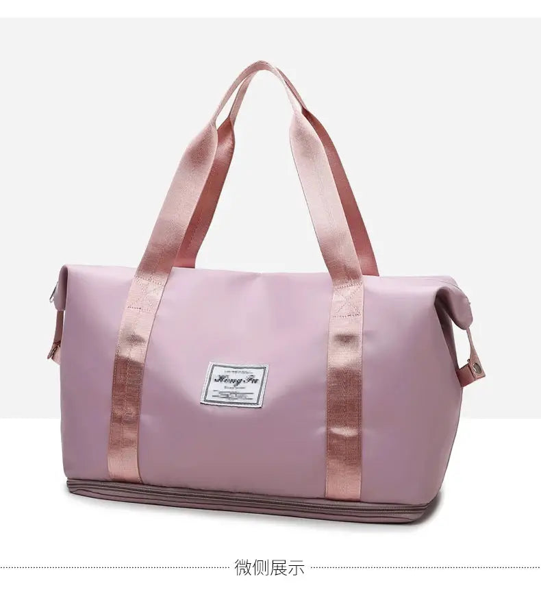 UNIXINU Carry-On Duffle Bag by Simples Market; pink nylon with rose-gold straps