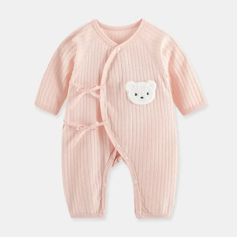 Somenie 100 Percent Cotton Infant Jumpsuit Long Sleeve Romper For Newborn Boys And Girls All Season Wear