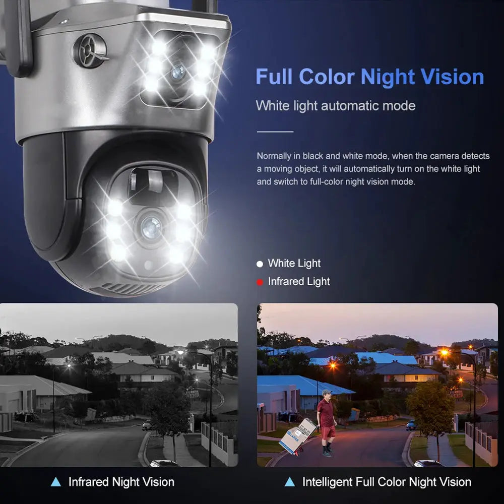 4G/WiFi Solar Outdoor Security Camera with dual lenses, 8MP, night vision
