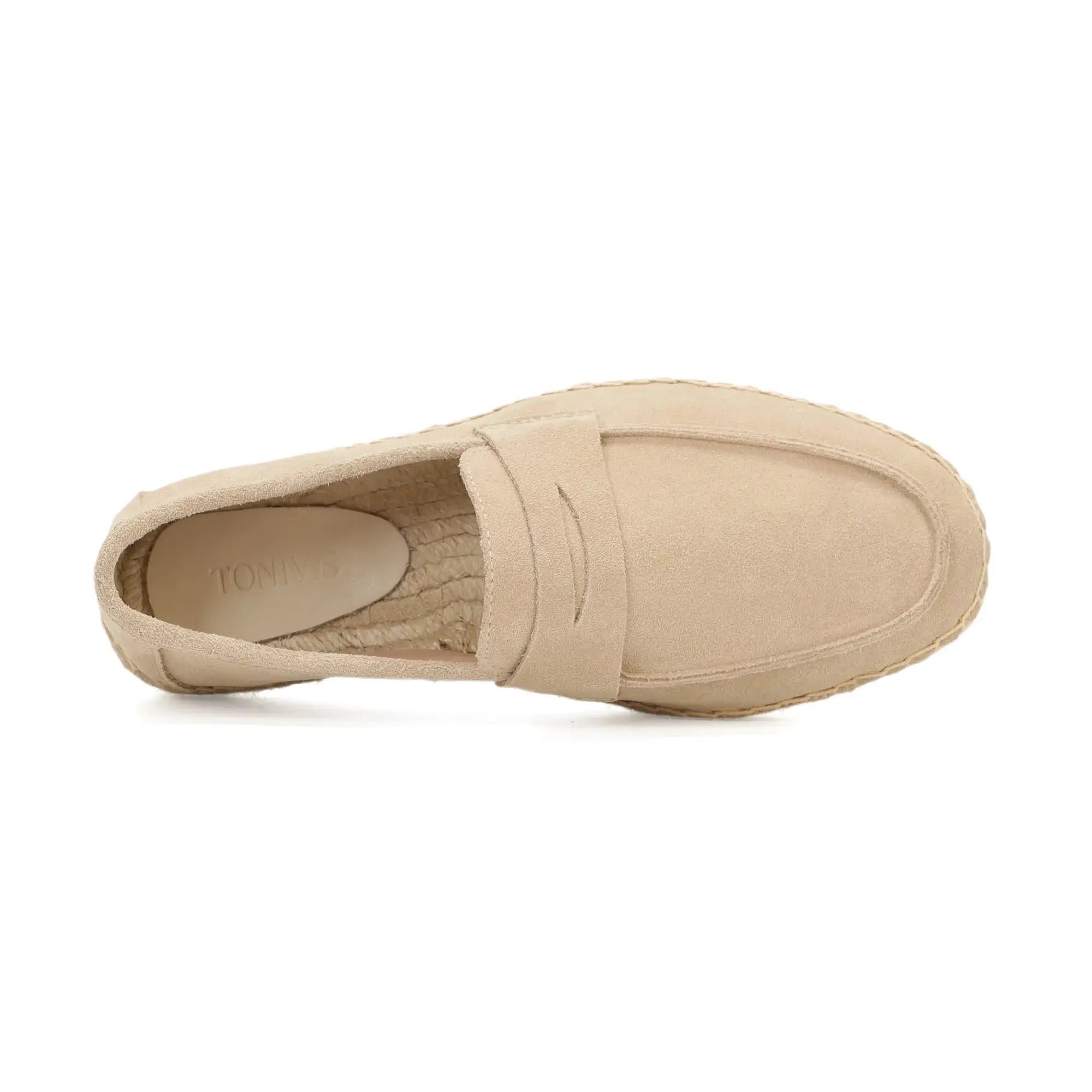 Men's beige cow suede leather espadrilles slip-on loafers with jute sole