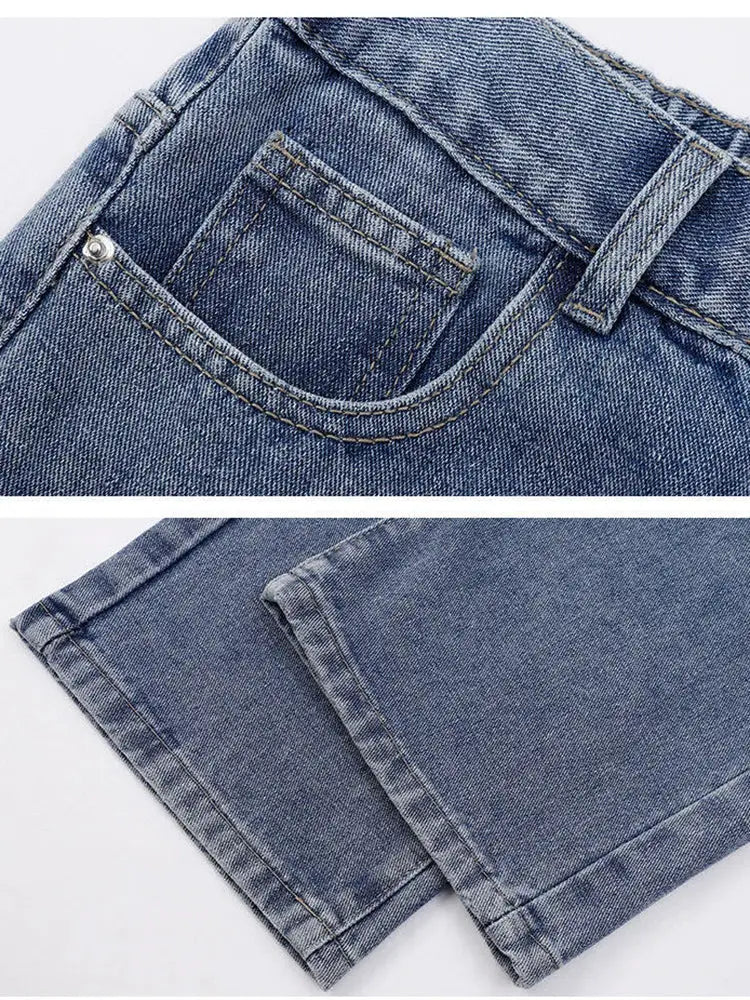 Denim jeans by Simples Market: 2026 Korean men's casual long jeans in light blue with pocket detail