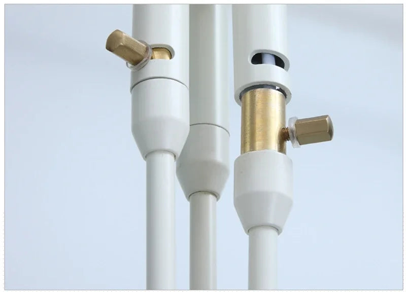 Mouille three-head ceiling pendant lamp by Simples Market in white with brass fittings