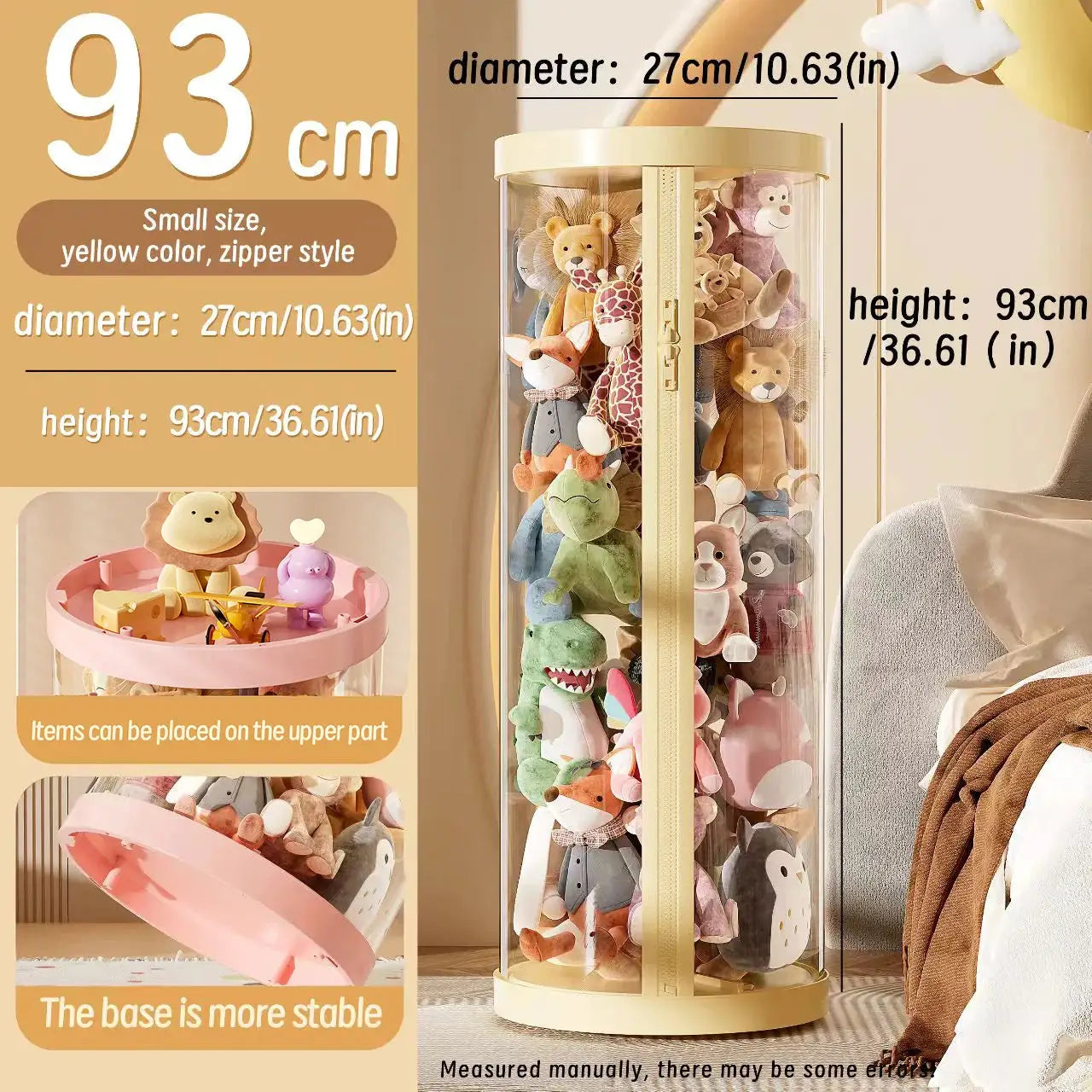 Transparent Doll Storage Box For Plush Toys And Dolls DIY Zipper Tube Organizer Christmas Gift For Kids