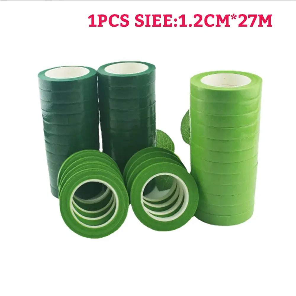 Green Flower Stem Sticks DIY Floral Material Handmade Wire Stem Self Adhesive Floriculture Tape Paper Tape For Bouquets