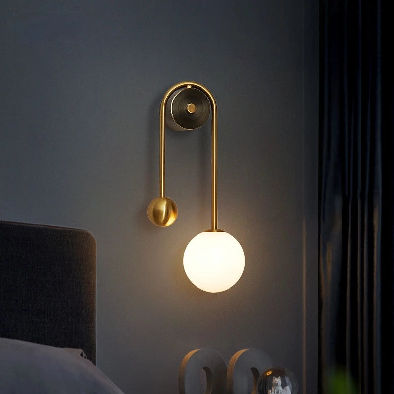 Modern wall lamp LED gold with glass globe shade by Simples Market