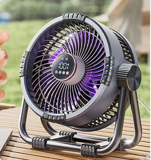 Outdoor Camping Fan With Light 3 Speed Night Light Power Bank Portable