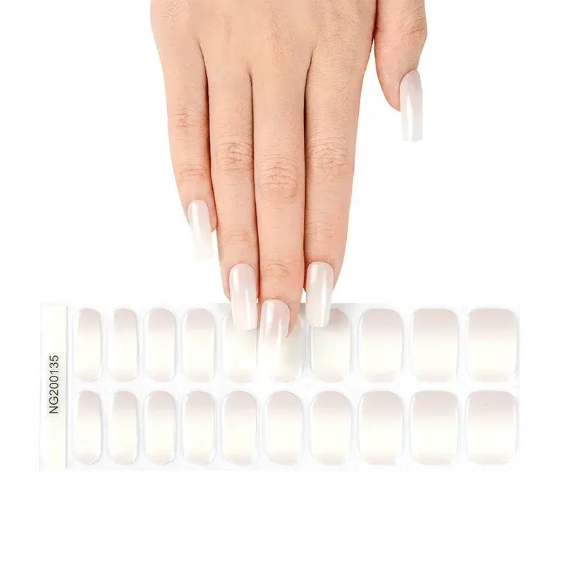 NailLux Semi Cured Nail Wraps For 16 To 20 Tips Easy Full Cover Adhesive Press On Nails Gel Finish UV LED Compatible