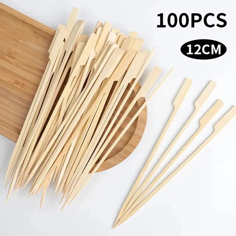 100 Pcs Natural Bamboo Skewers Disposable BBQ Sticks For Kabob Fruit Cocktail Camping Party Grilling Tools