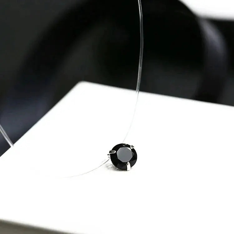 5 Colors Dazzling Zircon Pendant Necklace With Invisible Transparent Fishing Line Chain For Women Minimalist Jewelry