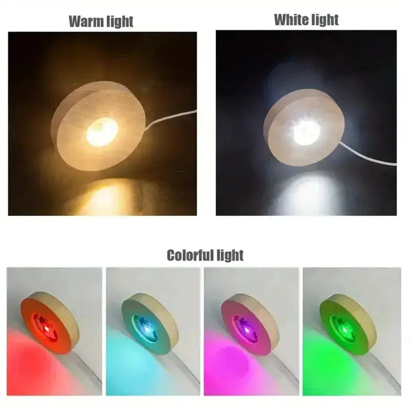 TimberLux Wood Desktop LED Night Light Base USB RGB Lamp For Art And Collectibles Warm White RGB Lighting