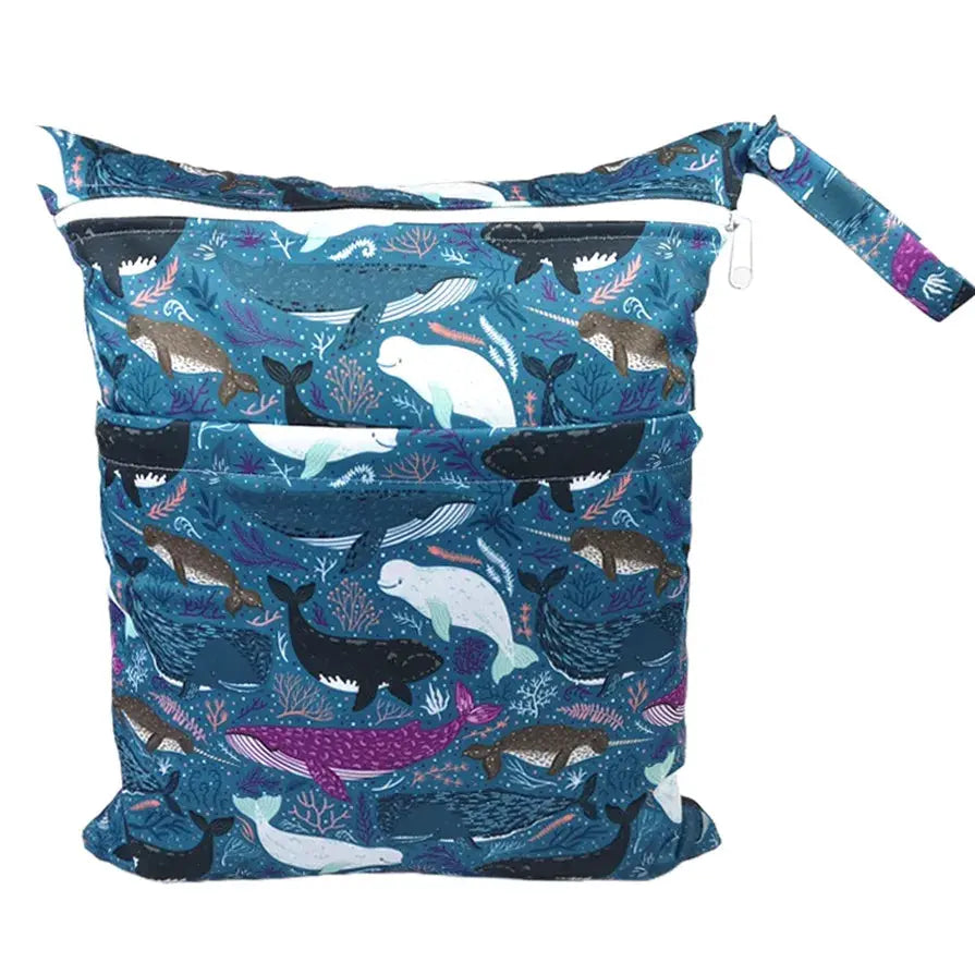 Sigzagor Wet Dry Bag With Two Zippers Waterproof Reusable 36cm By 29cm For Baby Diapers Nappies Soiled Clothes Swimwear