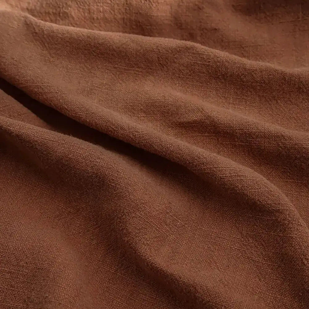 Decorative ramie cushion cover in warm brown by Simples Market, Boho farmhouse style