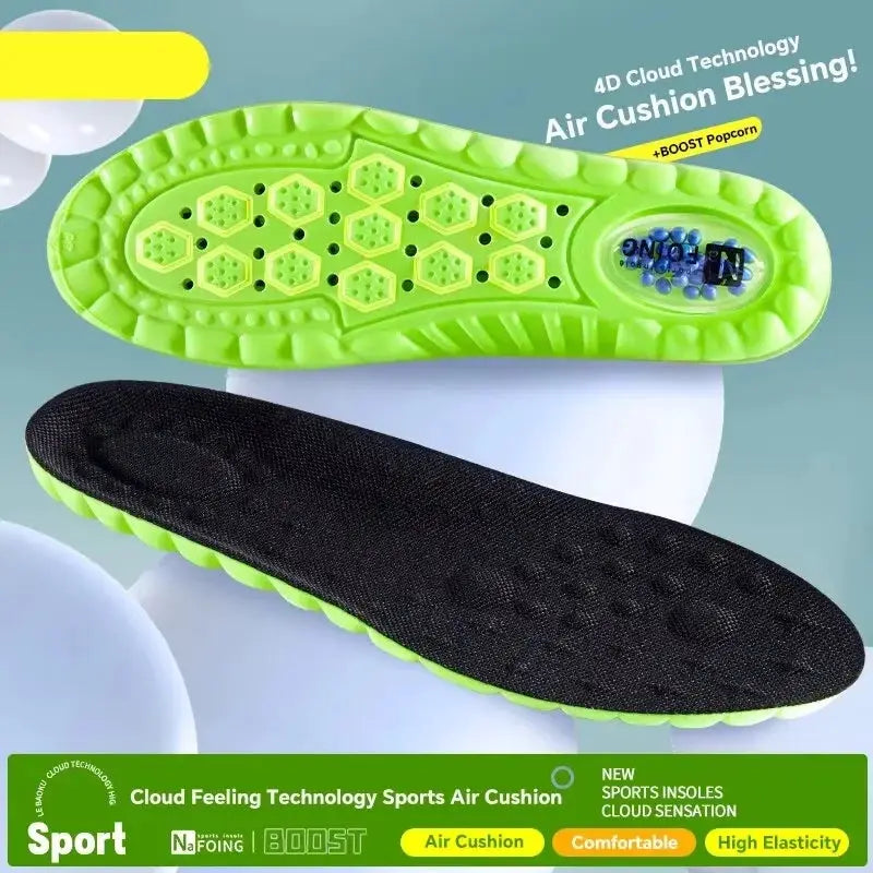 1 Pair 4D Cloud Sport Insoles For Shoes PU Air Cushion Sole Soft Shock Absorption Breathable Running Orthopedic Insoles