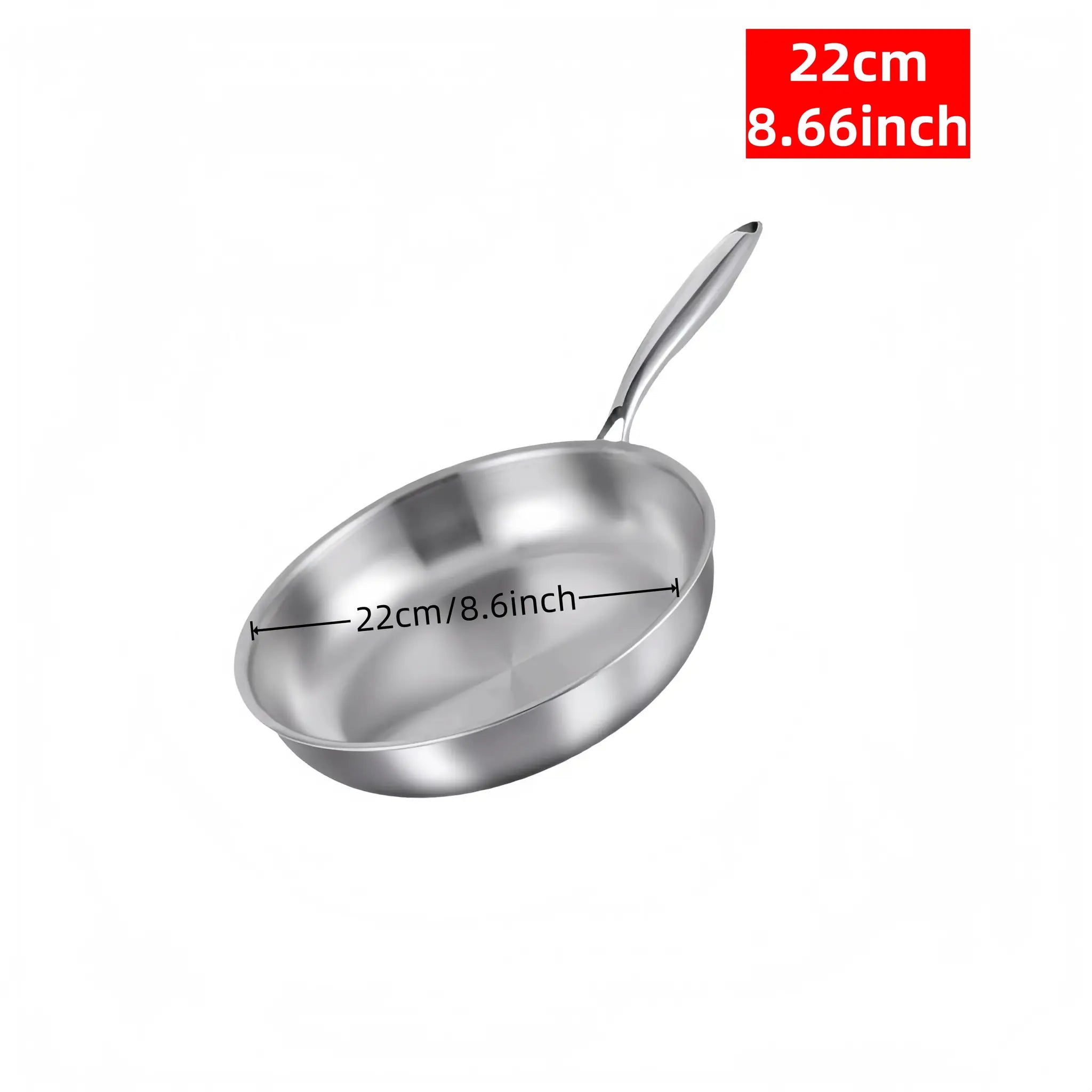 304 Stainless Steel Frying Pan Uncoated Nonstick Surface For Gas Stove And Induction Cooker