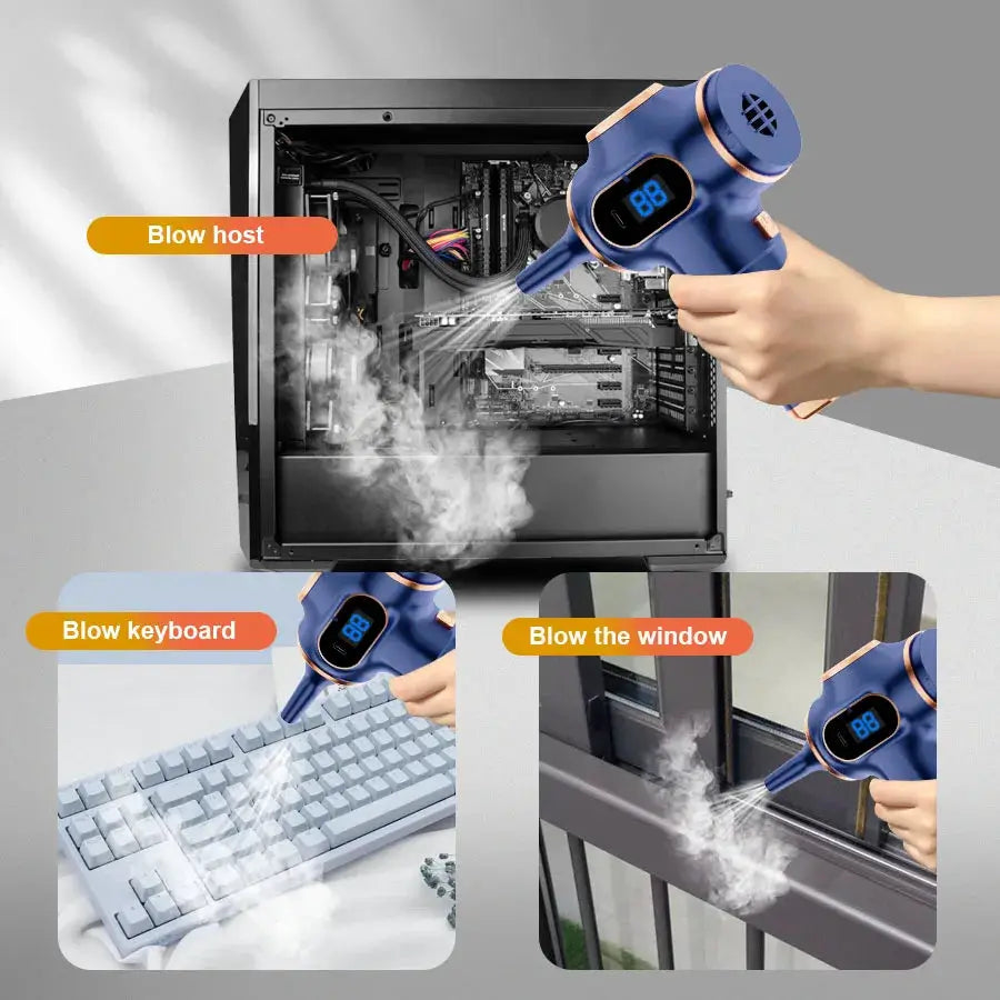 Simples Market ABS wireless car vacuum cleaner, blue handheld high-power mini cleaner for home and office.