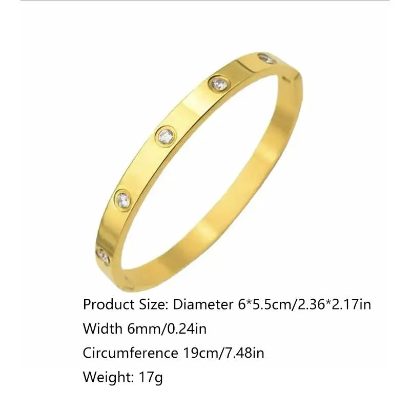 Mens Fashion Sparkling Gold Love Bracelet Bangle Jewelry Light Luxury Gift For Women And Men
