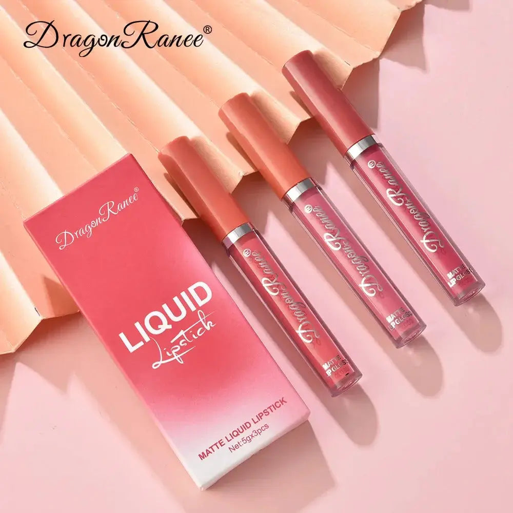 Korean Beauty 3 Piece Liquid Lipstick Set Long Lasting Matte Waterproof Formula Collection
