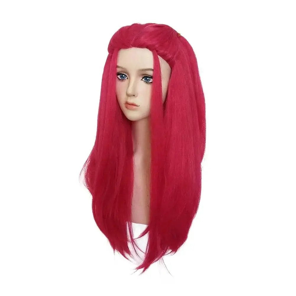 Cosplay wig with long pink-purple hair and side ponytail for kids' costume.