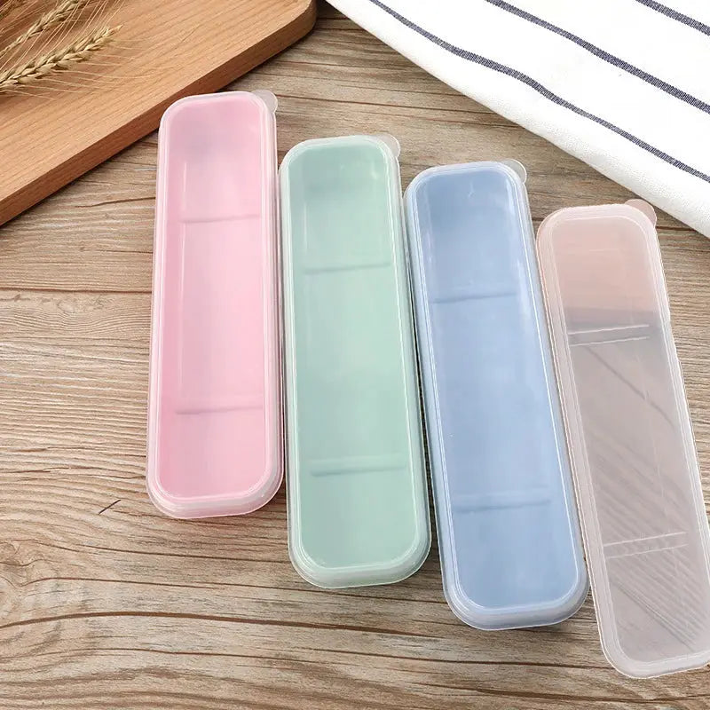 Tableware Box Portable Spoon Fork Cutlery Case With Multicolor Transparent Cover For Students And Household Use