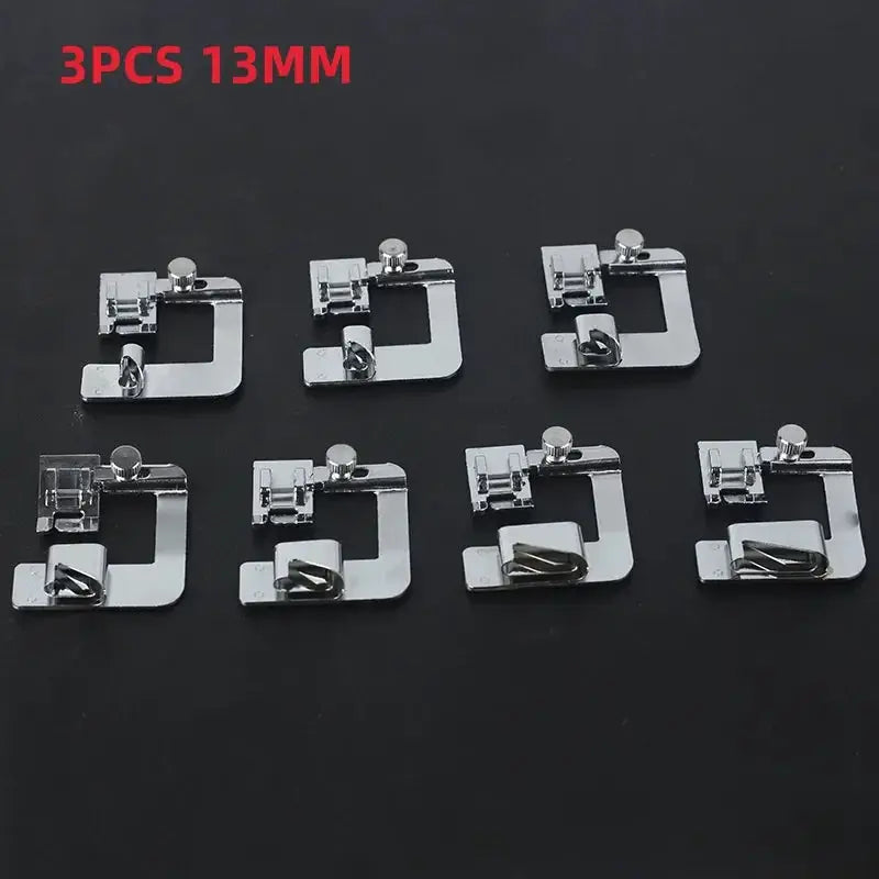 Stainless Steel Sewing Machine Foot Set 9mm 13mm 19mm 25mm Rolled Hem Foot And Press Foot Multi Functional For Home Use