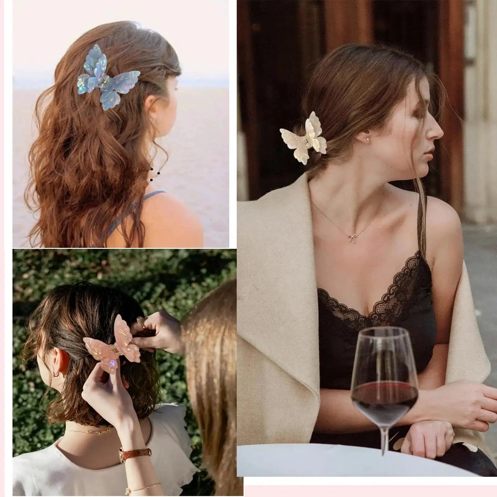 Colorful Butterfly Hair Clips For Women And Girls Pearlescent Fairy Gripper Clips Beach Summer Accessories