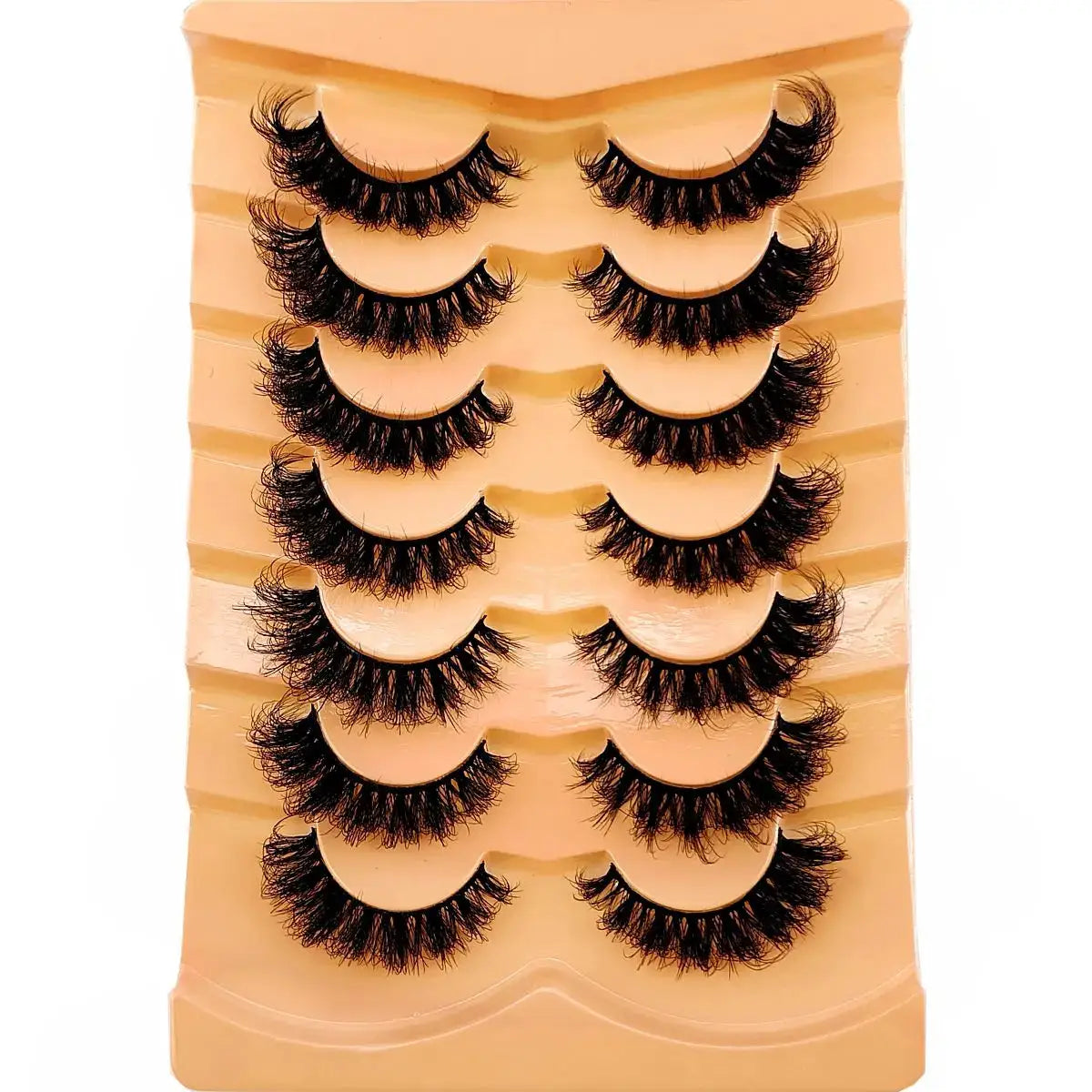 HBZGTLAD 7 Pair Faux Mink Lashes Fluffy Natural Look False Eyelashes Volume Wispy Crossed Thick Fox Eye Cat Eye