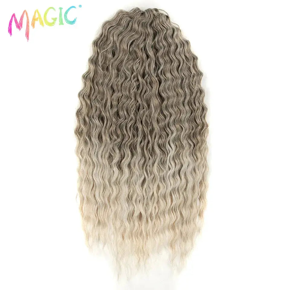 Magic Ariel Curl Water Wave Twist Crochet Hair by Simples Market, ombre blonde ends, 22in, synthetic braid extension