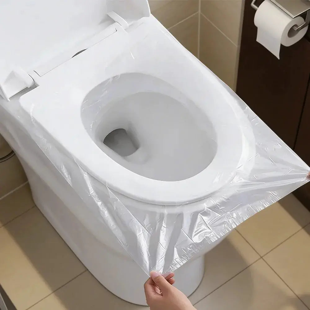 Toilet seat cover, white disposable plastic liner for bathroom by Simples Market