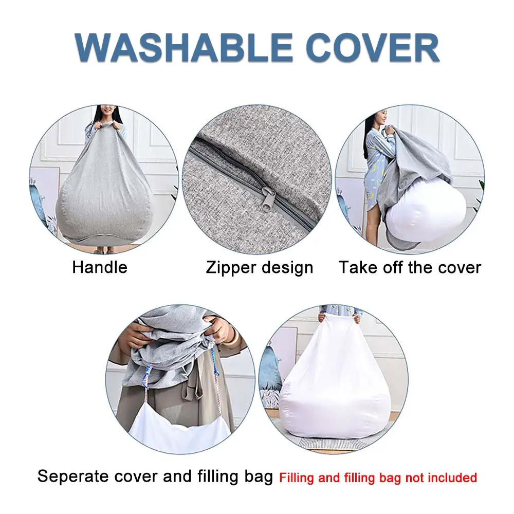 Bean bag chair cover by Simples Market, washable gray fabric with handle and zipper; filler not included