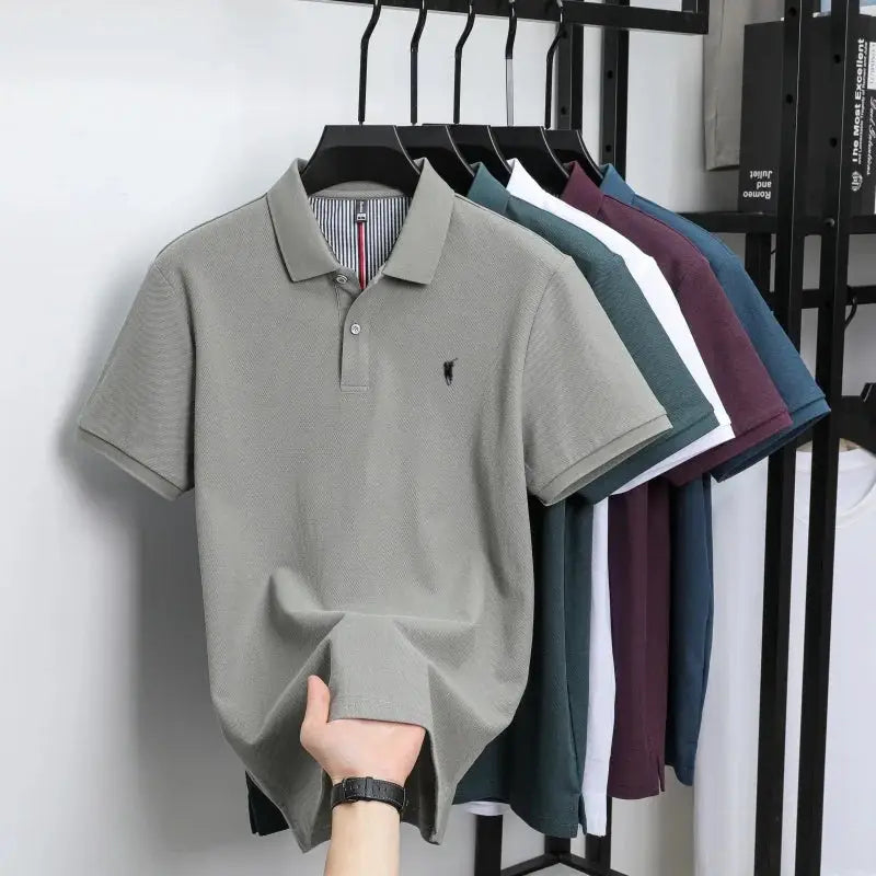 Set of six 100% cotton polo shirts in assorted colors with small pony logo
