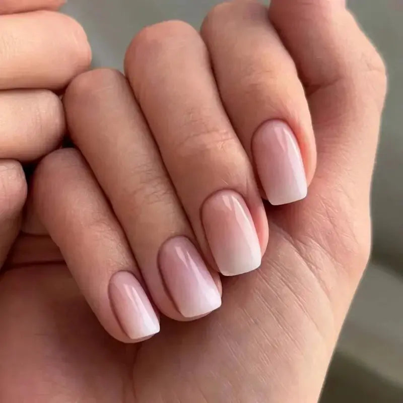 SpringGlow 24Pcs Oval Short Pink Ombre Press On Nails Removable Reusable Nail Art For Sweet Sassy Cool Women