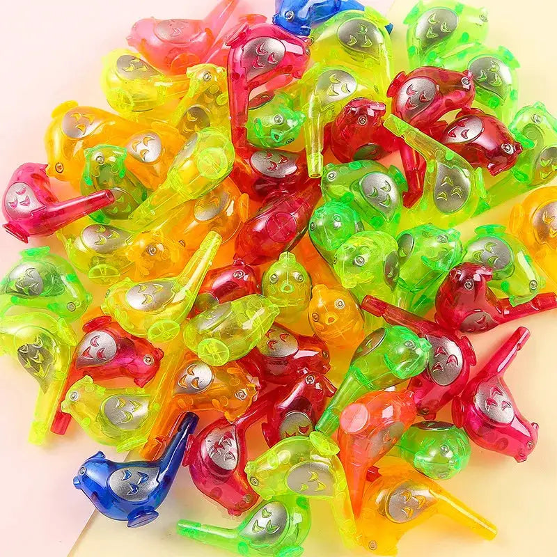 30 Colorful Bird Plastic Water Whistles Noise Makers Toys For Kids Birthday Party Favors Baby Shower Gift Pinata Fillers