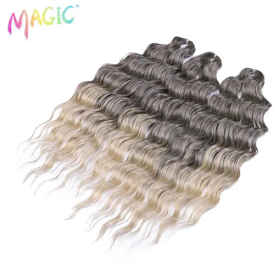 Anna Synthetic Hair 24in water-wave braiding extensions in ombre blonde for women by Simples Market; crochet bundles