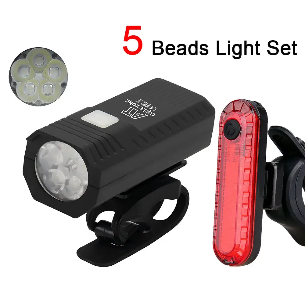 Cycle Zone USB Rechargeable Bike Front Light And Taillight With Red LED 3 Modes Easy Install