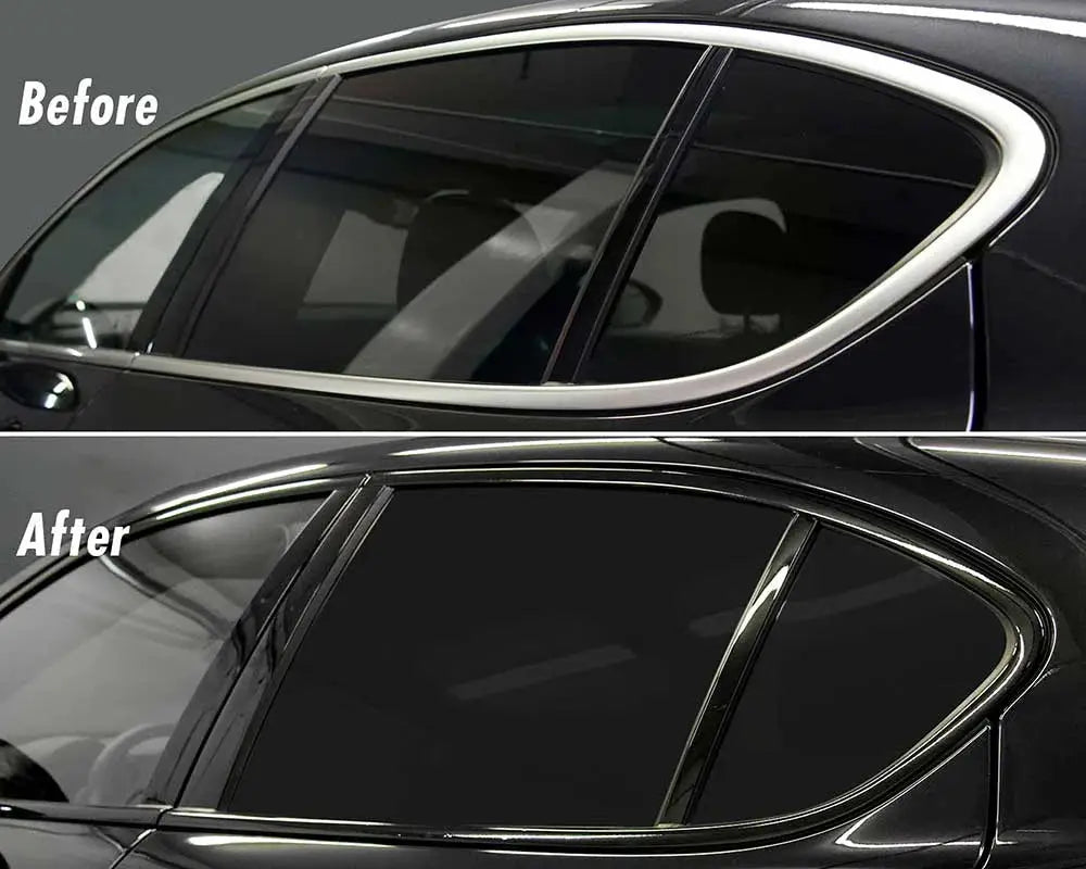 Simples Market glossy black vinyl window trim wrap for cars, chrome delete, 3/5/7/10 cm stripes.