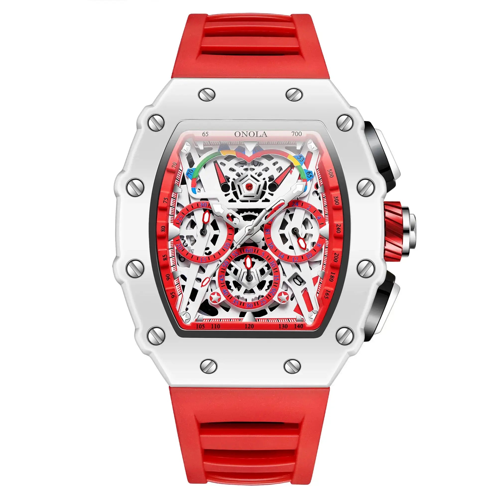 Onola Mens Luxury Quartz Watch Waterproof Multifunctional Silicone Strap for Everyday Fashion