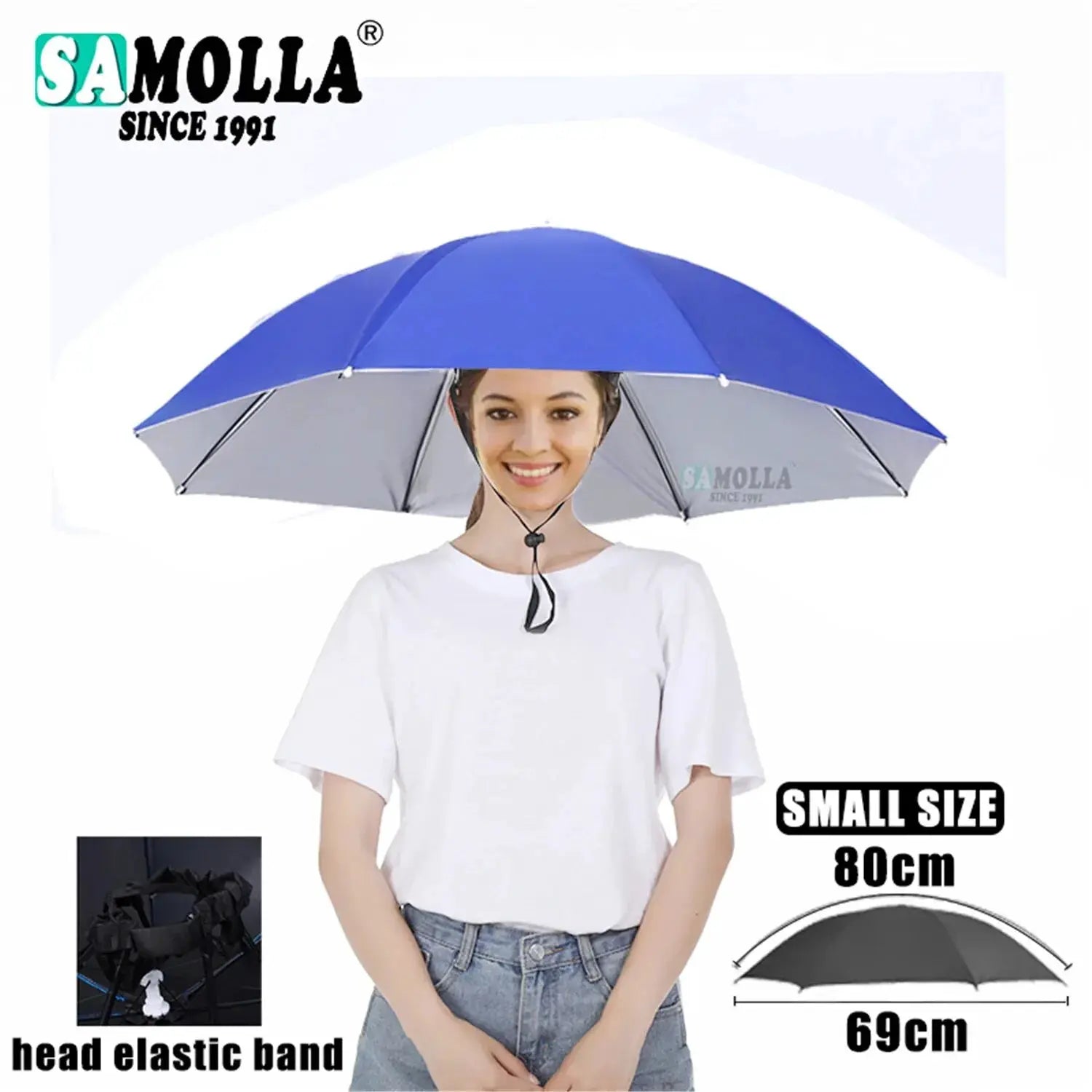 Foldable Rain Umbrella Hat With Sun Shade And Double Layer UV Protection Waterproof For Fishing Beach Hiking