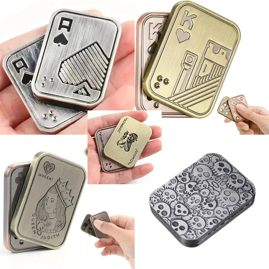 Metal Fidget Toy Push Card Slider Stress Relief For Focus Haptic Coin Office Desk Gift