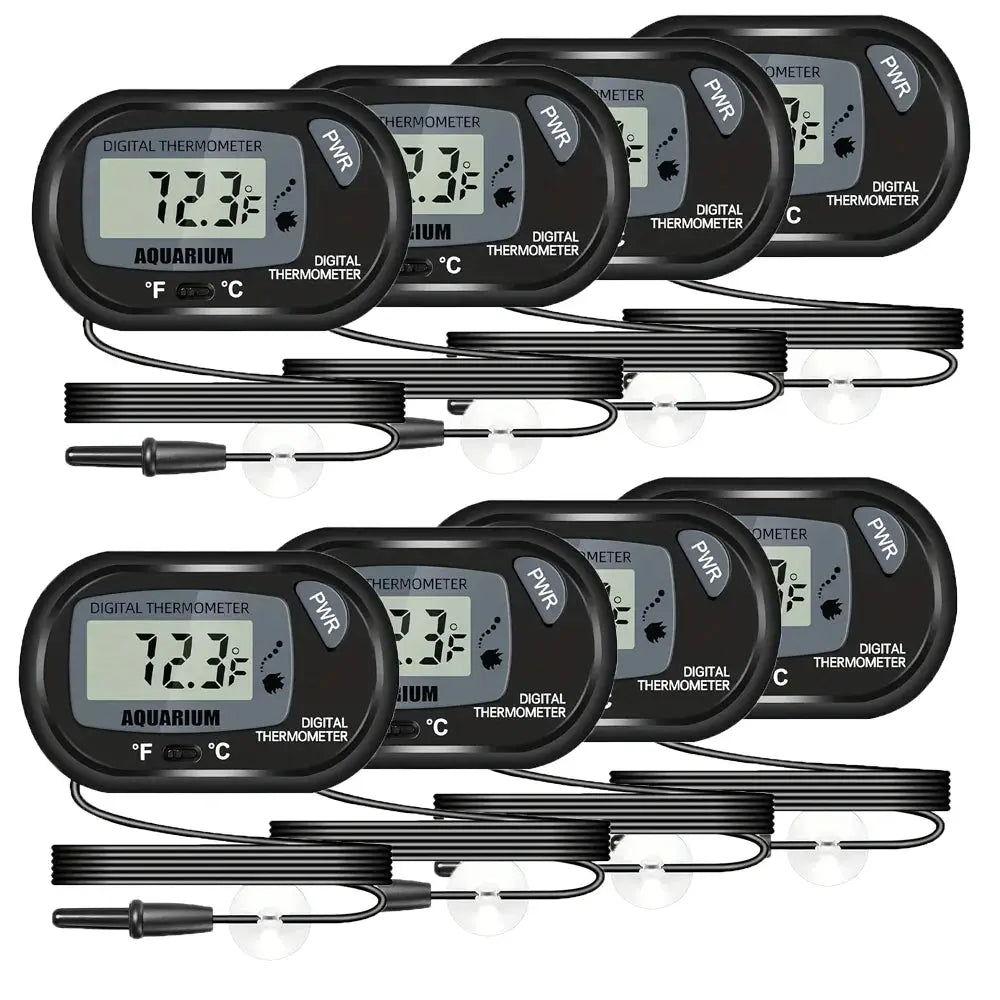 2 4 8 Pcs LCD Digital Aquarium Thermometer For Fish Tank With Water-Resistant Sensor Probe And Suction Cup For Reptile
