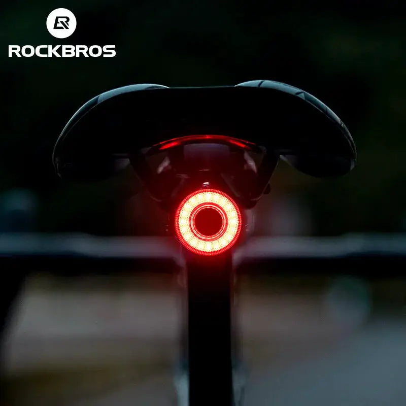 Rockbros Smart Bike Tail Light IPX6 Waterproof Rear Light for Night Riding Type C Rechargeable