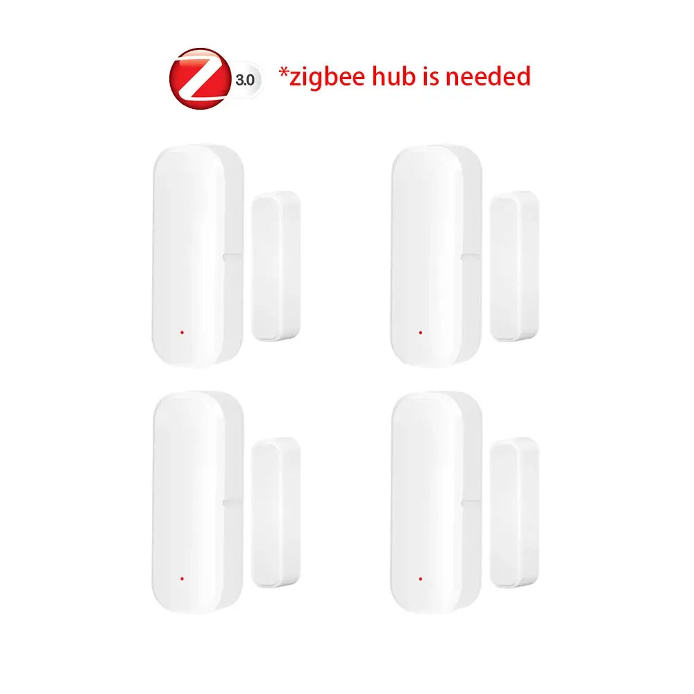Zigbee door/window contact sensors (4 pairs) in white with magnets for smart home security
