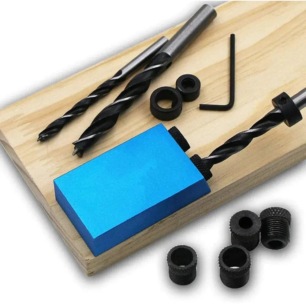 Woodworking Oblique Pocket Hole Locator Jig Kit 15 Degree Angle Drill Guide Set Hole Puncher Drill Bits