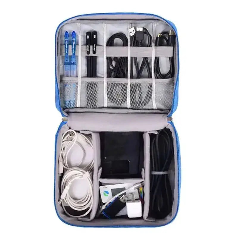 TravelMate Waterproof Cable Storage Bag Digital Organizer Portable USB Data Cable Charger Case With Compartments
