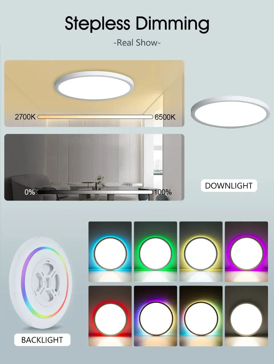 Simples Market TUYA smart circular ceiling light, ultra-thin 0.98 in, RGB dimming with app and voice control