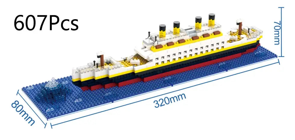 Titanic Cruise Ship Building Block Model Kit For Kids Desktop Puzzle Toy Birthday Gift For Boys And Girls
