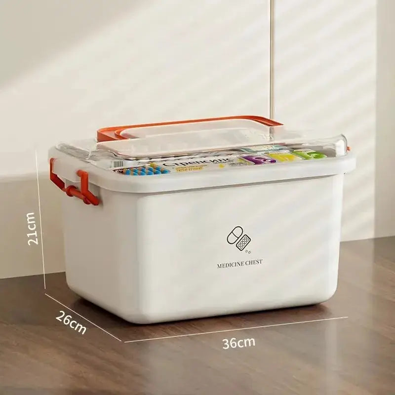 Large Capacity Portable Medicine Box With Multi Layer Storage For Home First Aid And Family Emergency Kit