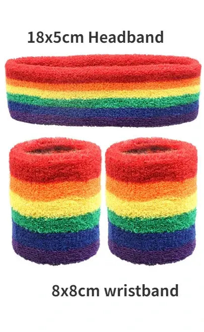 Fashion Sports Headband And Wristband Towel Set Sweatband Cotton Blend For Women And Men Cycling Gym Basketball Tennis