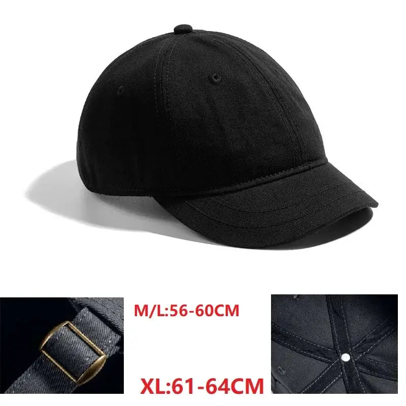 Big Head Hat Back Closed 5cm Short Brim Baseball Cap For Men Mesh Fitted Stretchy Full Closed Caps 56-60cm 61-65cm