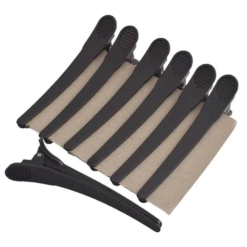 ProHair Salon Alligator Clips 12 Pack Durable Black Plastic Hair Sectioning Clips for Braiding and Styling